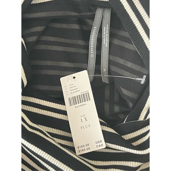 Anthropologie Black and White Ribbed Knit Mock Neck Dress size 1X - Picture 7 of 8